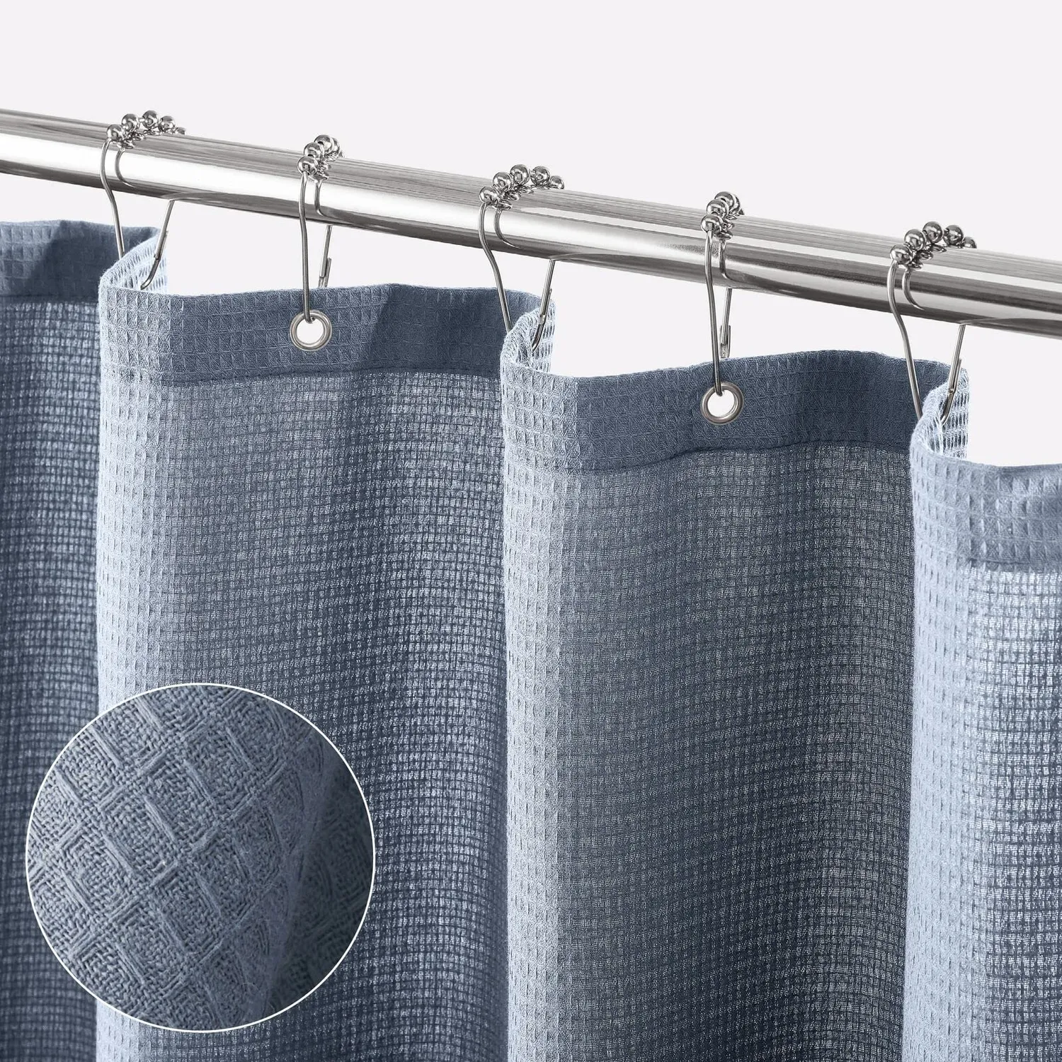 mDesign Luxus Duschvorhang blau 183x183 Waffelmuster