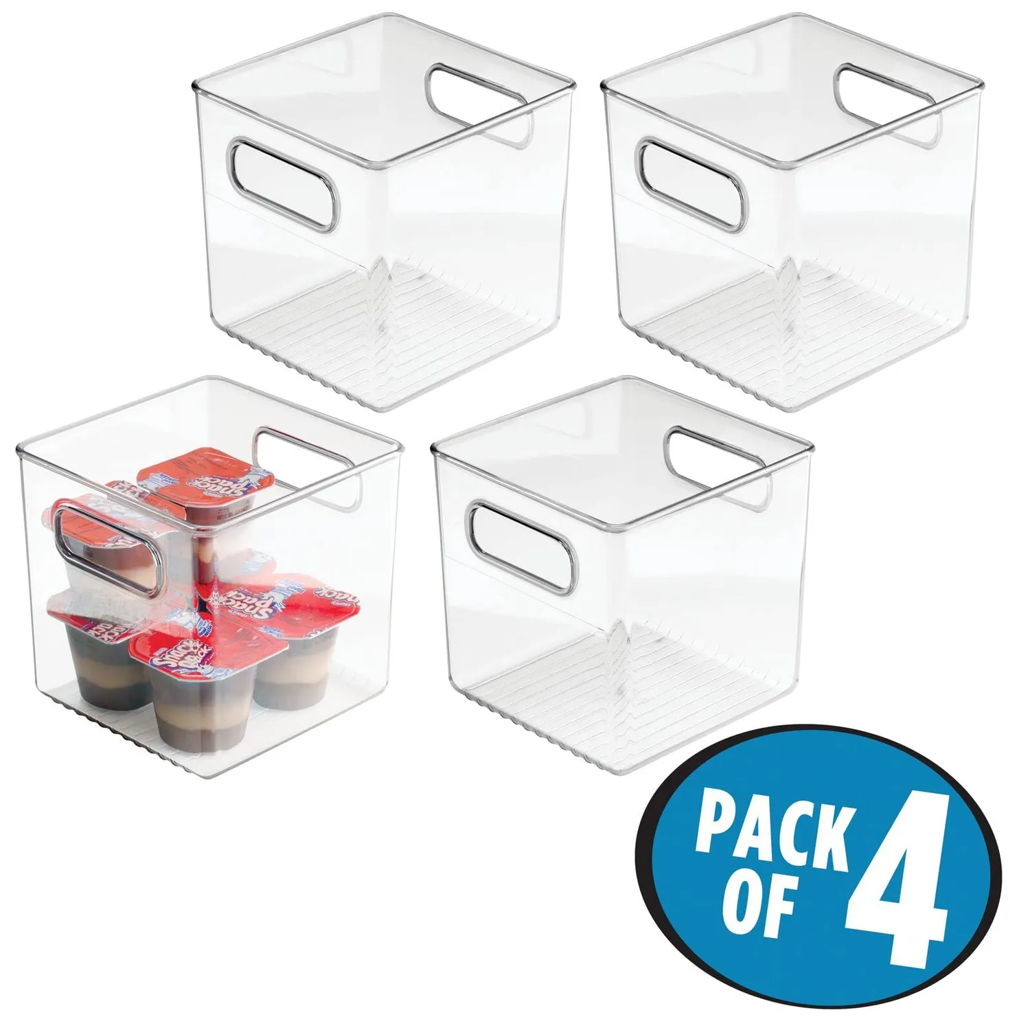 mDesign Kühlschrankbox 15x15x15 cm Kunststoff 4er-Set Transparent