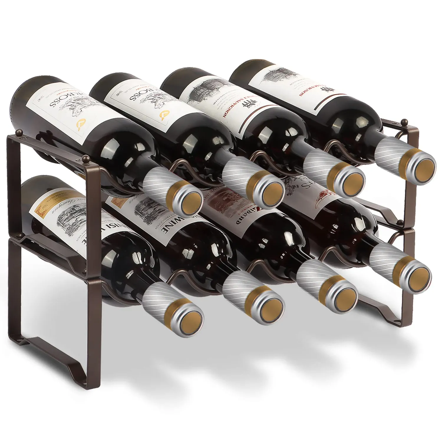 BOMCLAP Weinregal Metall 12 Flaschen bronze stapelbar