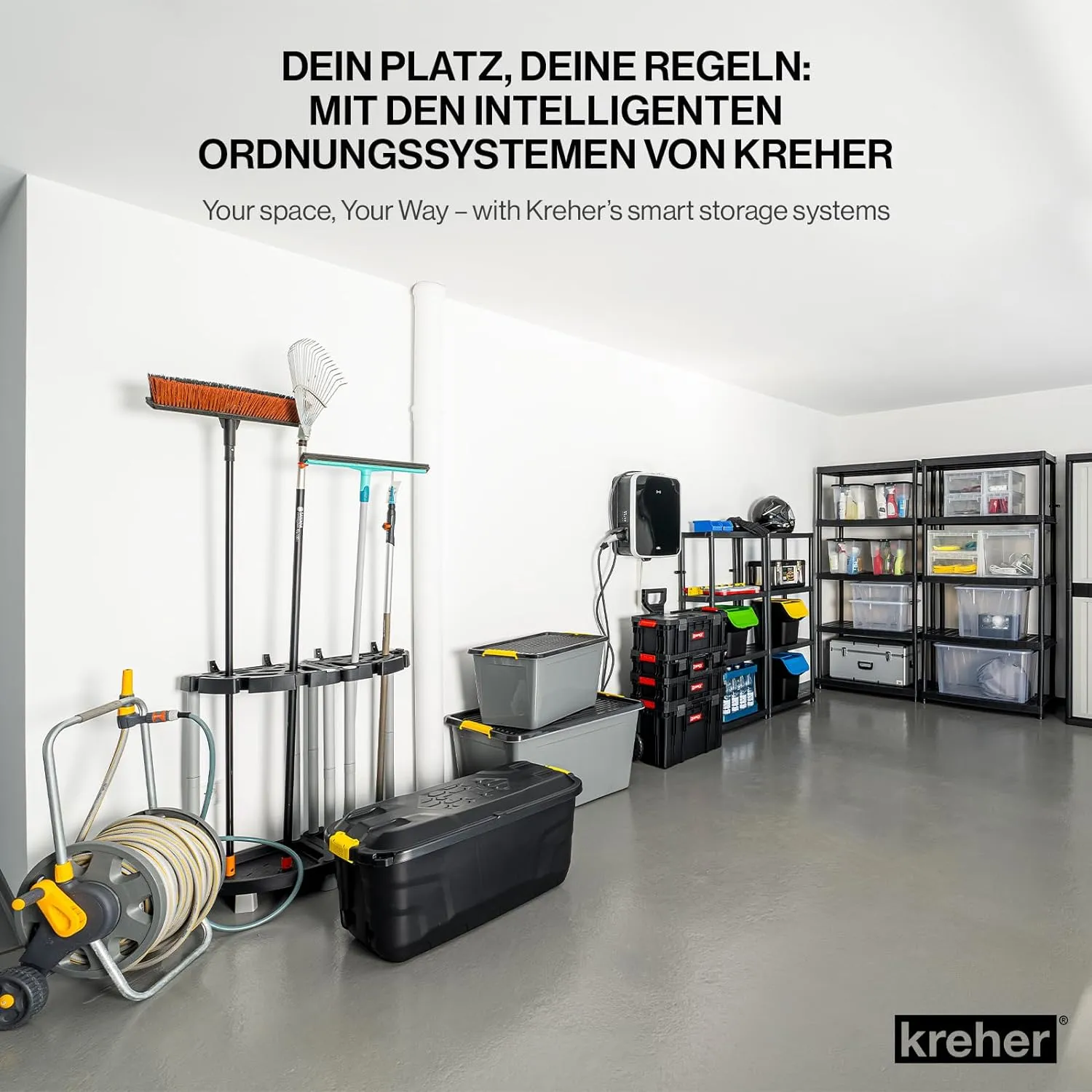 Kreher Rollbox Kissenbox 175 Liter Schwarz mit Deckel abschließbar