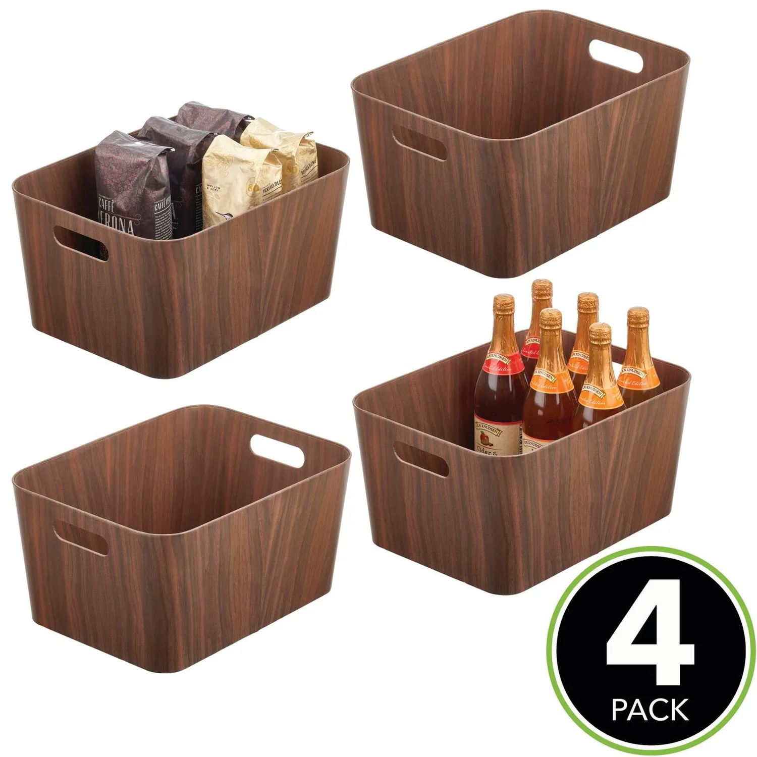 mDesign Aufbewahrungsbox Karton 4er-Set Dunkelbraun mittel