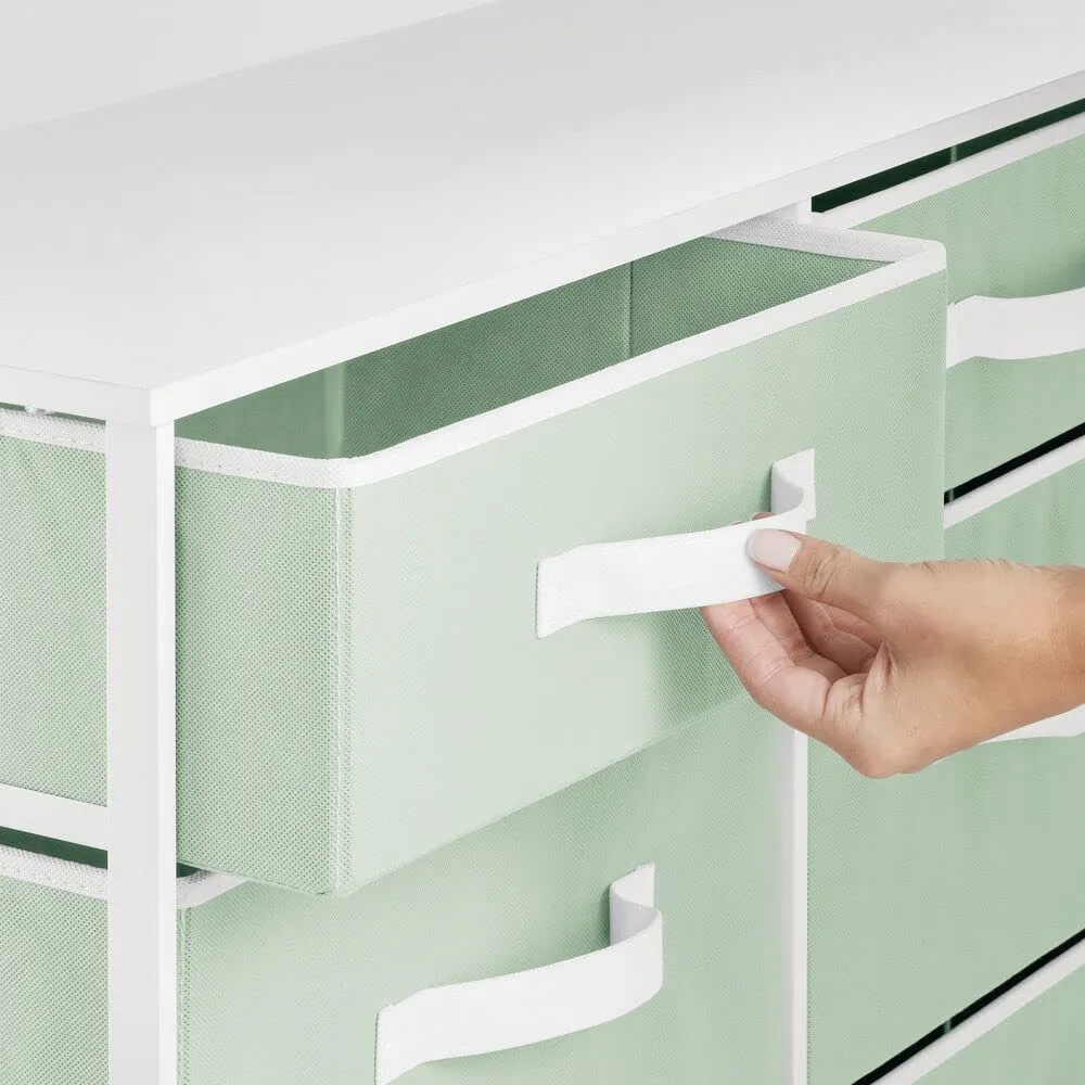 mDesign Kommode 8 Schubladen Schrank mintgrün/weiß Stoff