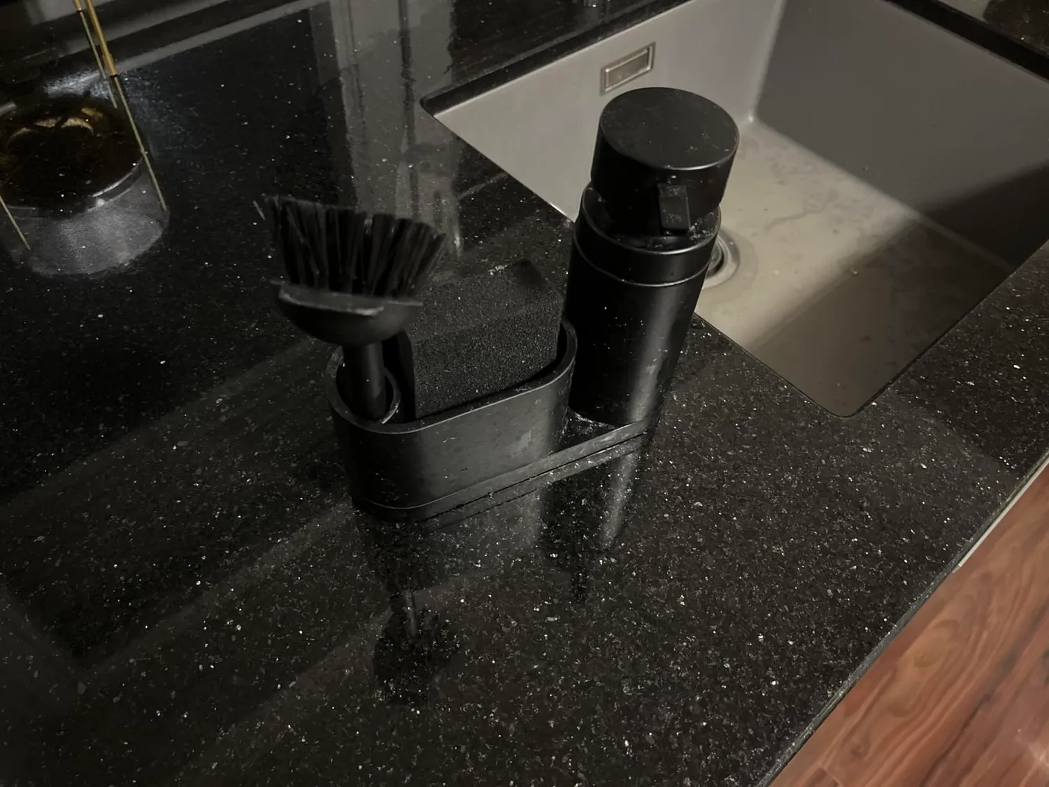 blackswedenhome Spülbecken Organizer Spül-Set schwarz matt Kunststein
