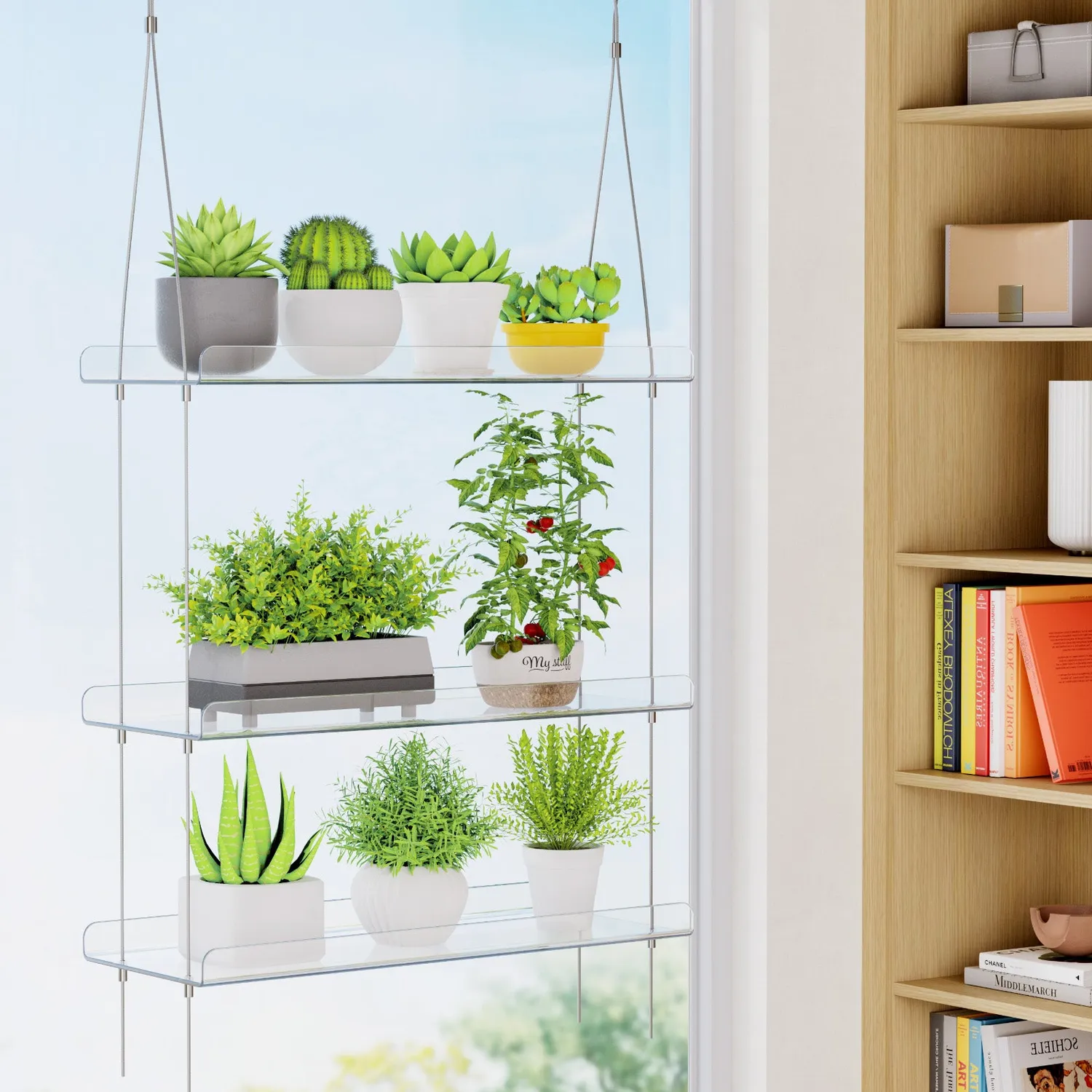 Lifewit Pflanzenregal Hängend 3 Ebenen Acryl 15 Zoll