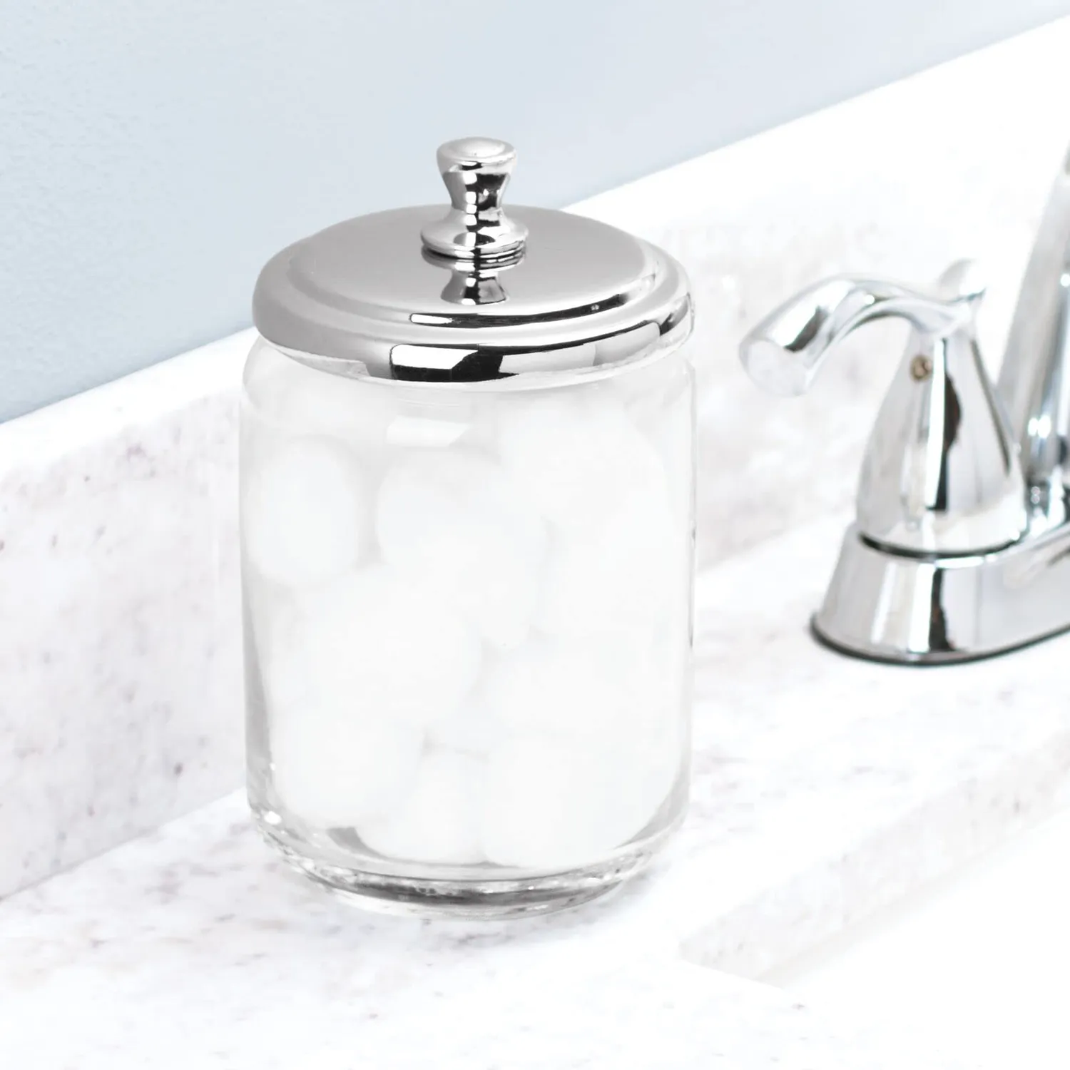 mDesign Apothekerdose Glas 2er-Set klar mit Chromdeckel