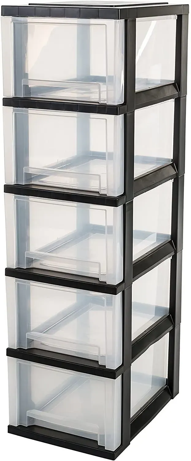Iris Ohyama SDC-305 Rollcontainer Schwarz 5 Schubladen BPA-frei