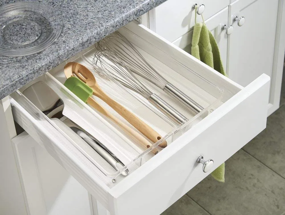 mDesign Besteckkasten ausziehbar transparent 3 Fächer