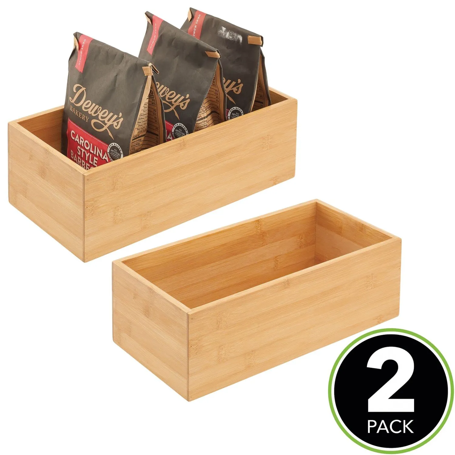 M Design Bambusbox 2er-Set 15,2x30,5x10,2cm natur