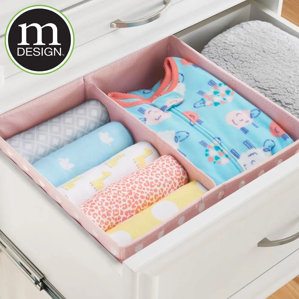 mDesign Aufbewahrungsbox Stoffbox 2 Fächer rosa-weiß 35,6 cm