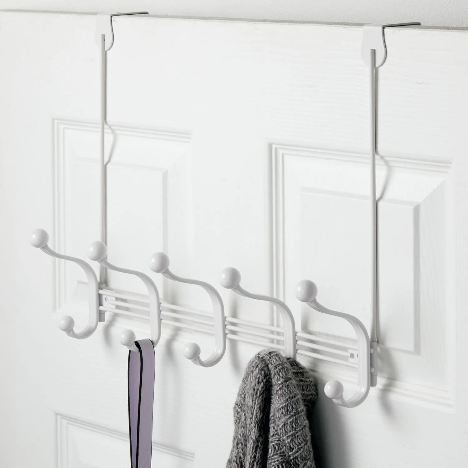 mDesign Wandgarderobe Weiß 10 Haken Hakenleiste