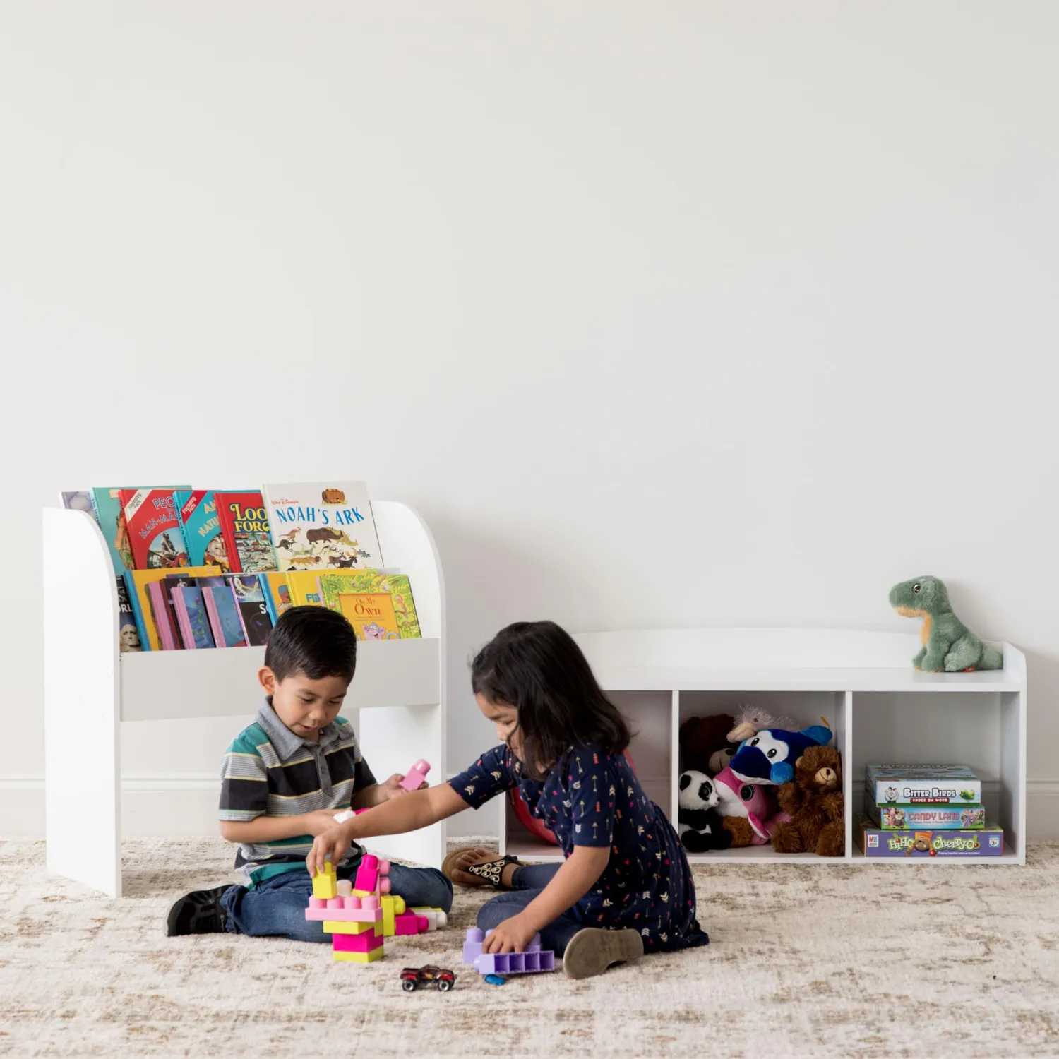 Iris Ohyama Kids KBN-3R Sitzbank 3 Fächer weiß Holz