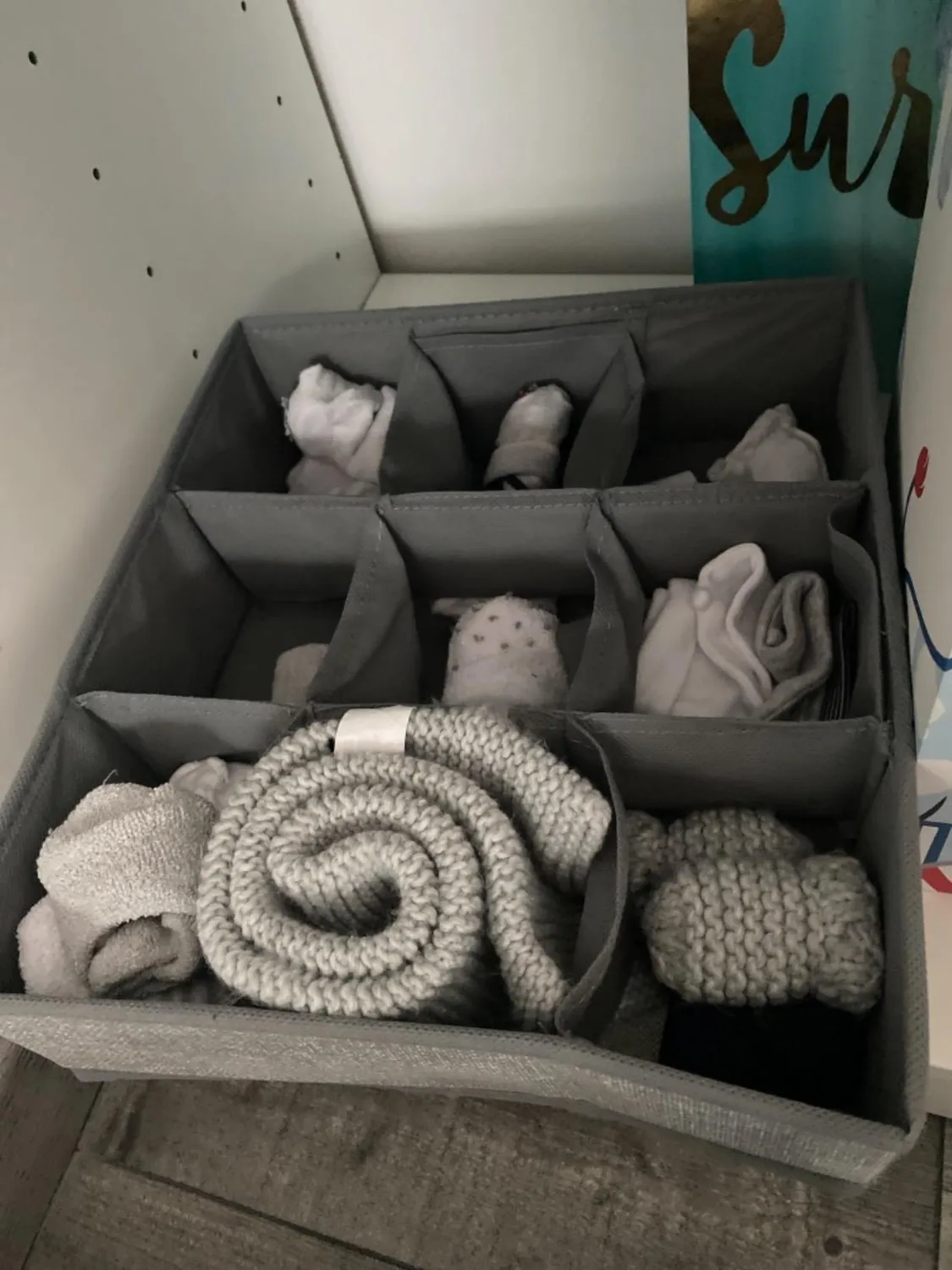 M Design Baby Organizer Aufbewahrungsbox Grau 9 Fächer