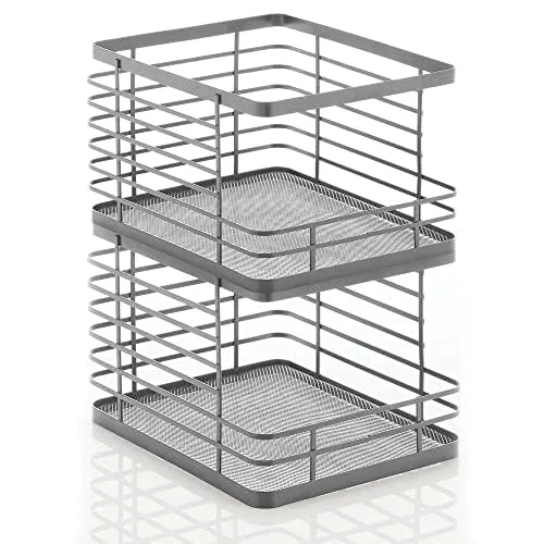 mDesign Drahtkörbe 2er-Set graphitgrau stapelbar offen