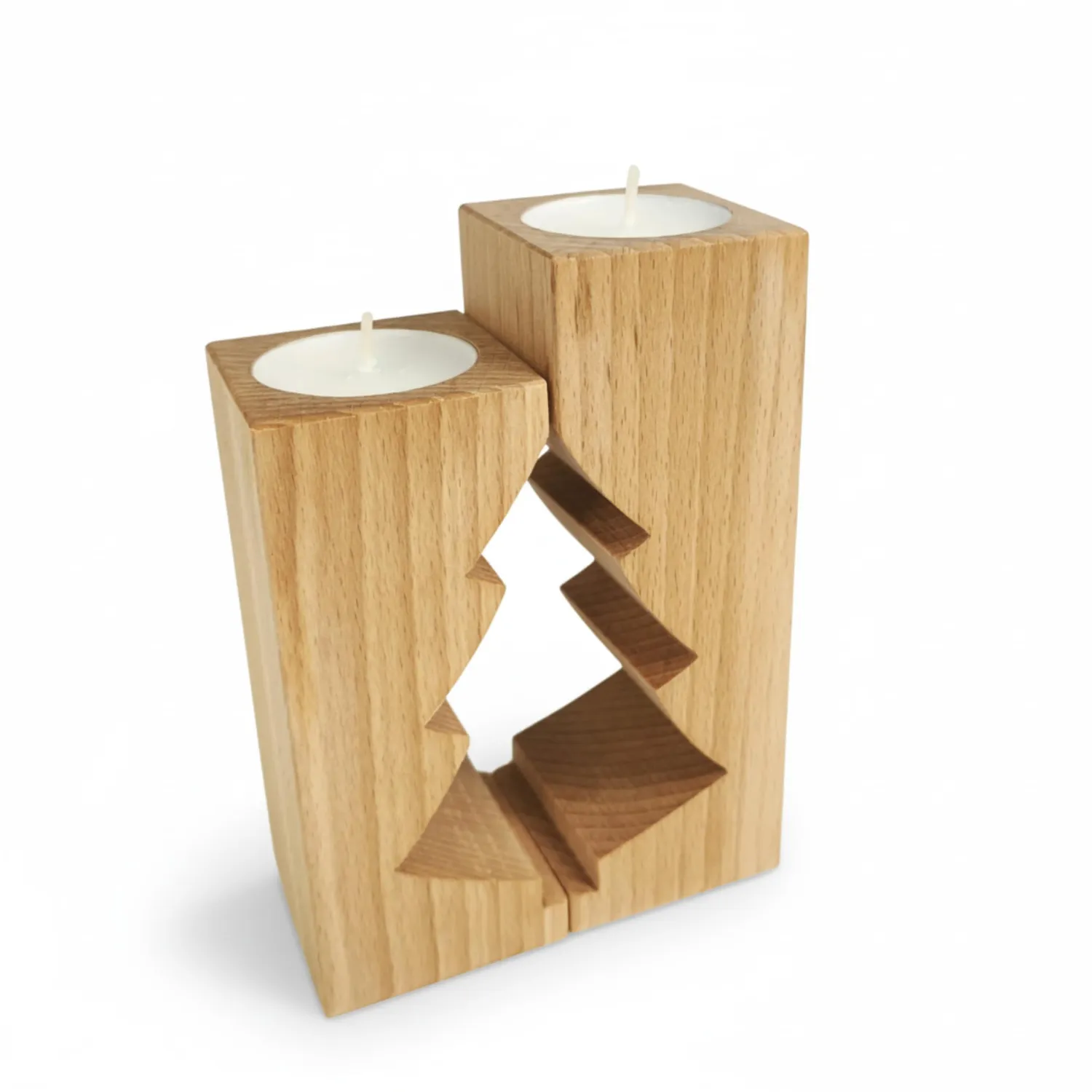 GoodFreshDecor Stern Kerzenständer Holz 2er Set mit Teelichtern