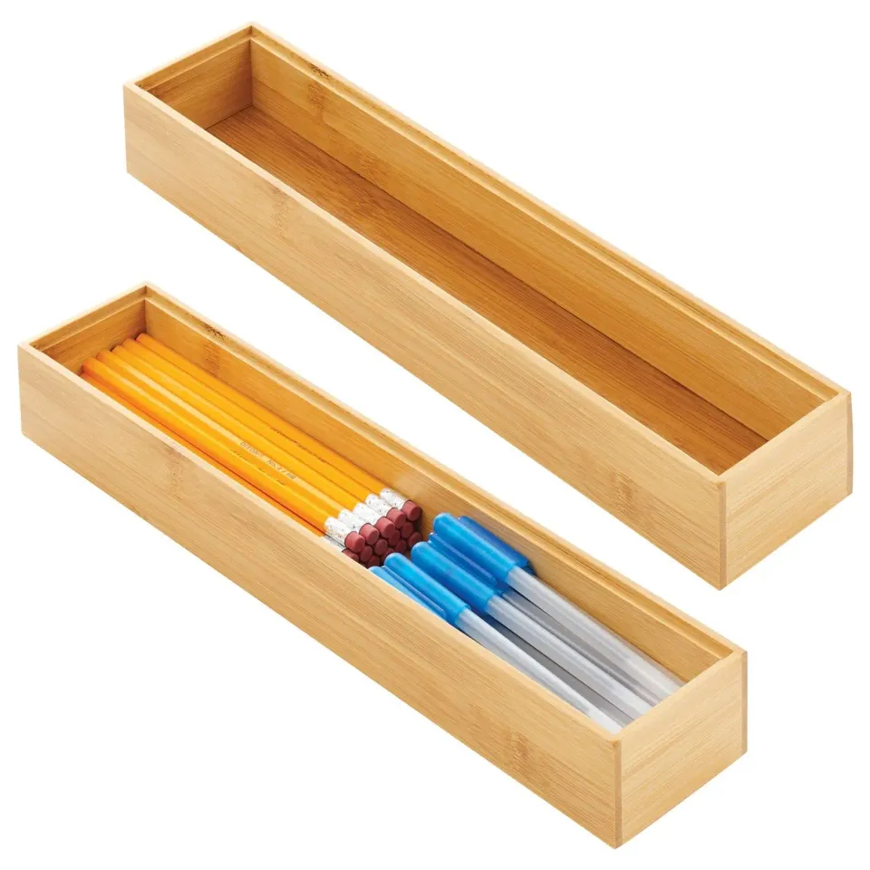 mDesign Schubladeneinsatz Holz Schubladenbox 38,1 cm 2er-Set natur