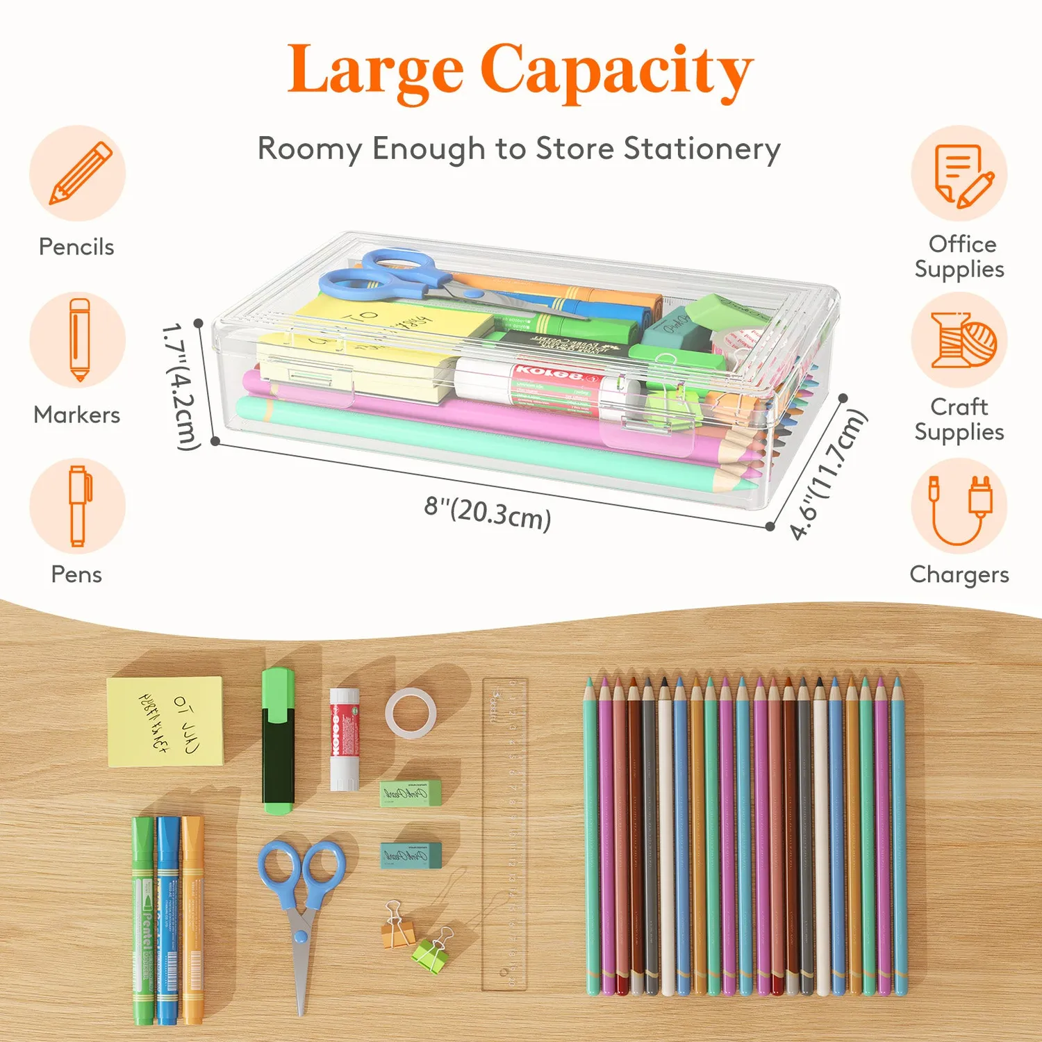 Lifewit Snap-On Stiftebox 4er transparent stapelbar mit Deckel
