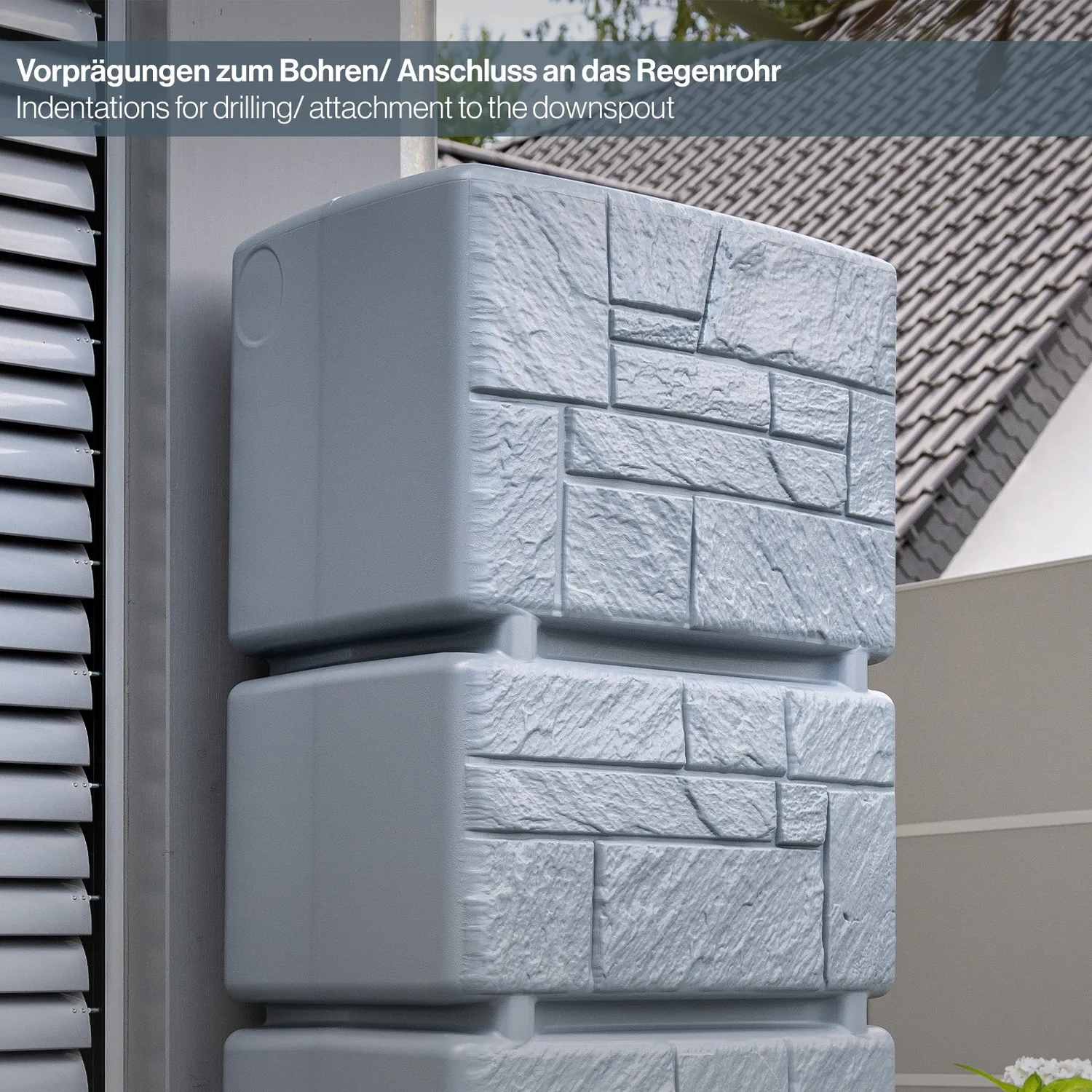 Kreher Tower Stone Wassertank 500 Liter Grau mit Hahn Steinoptik