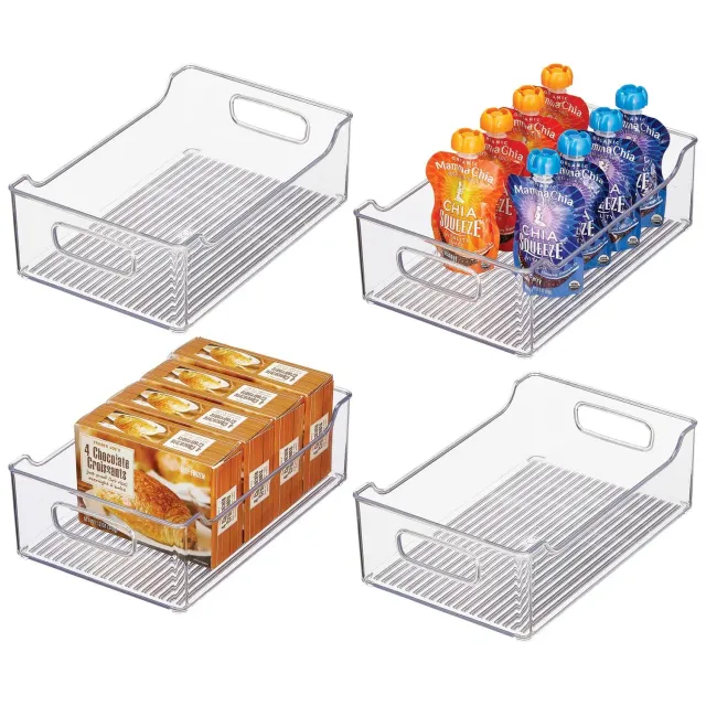 mDesign Kühlschrankbox Aufbewahrungsbox 4er-Set transparent