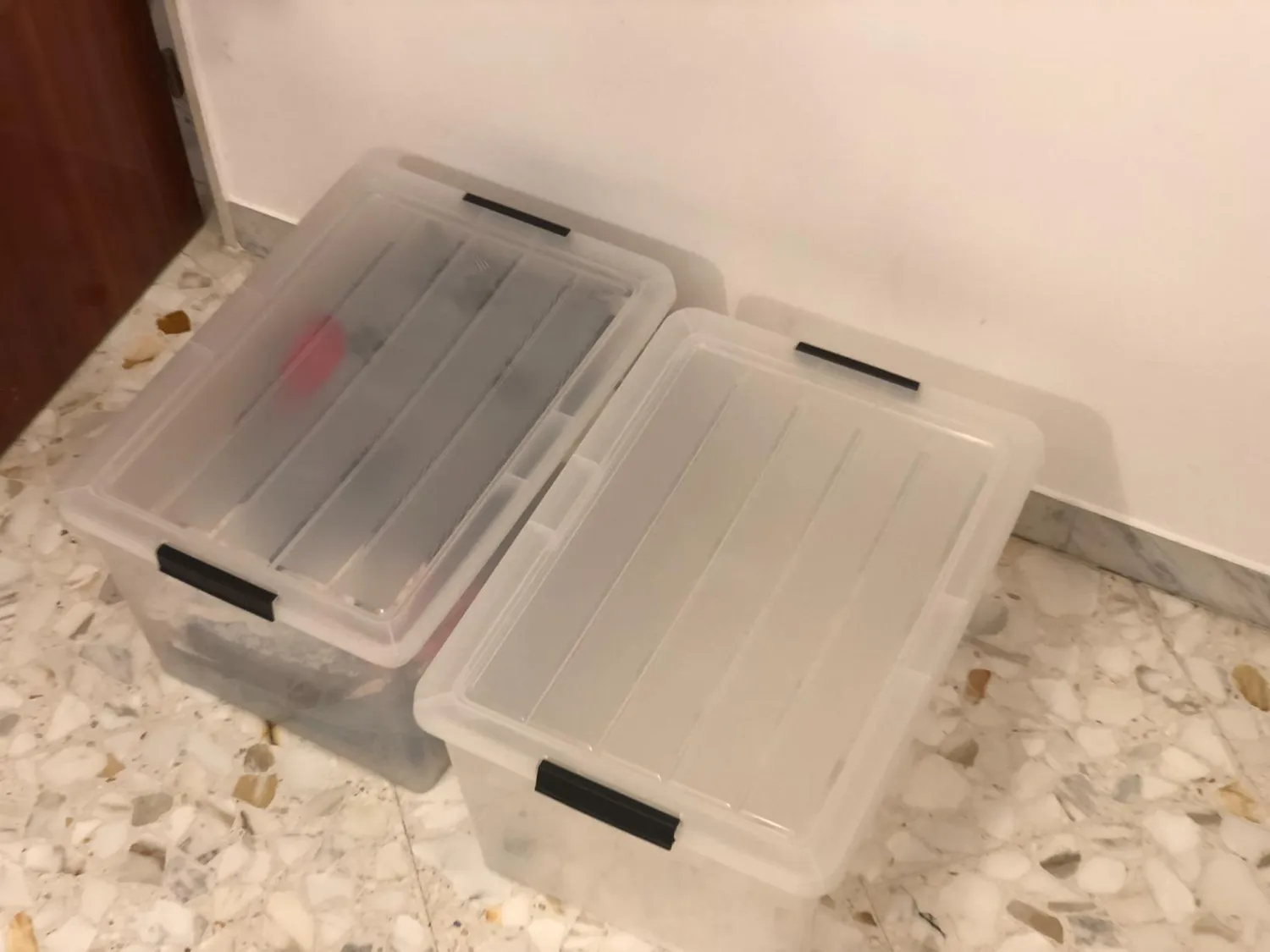 Iris Ohyama NCS-420 Box 70L 3er-Set transparent mit Rollen