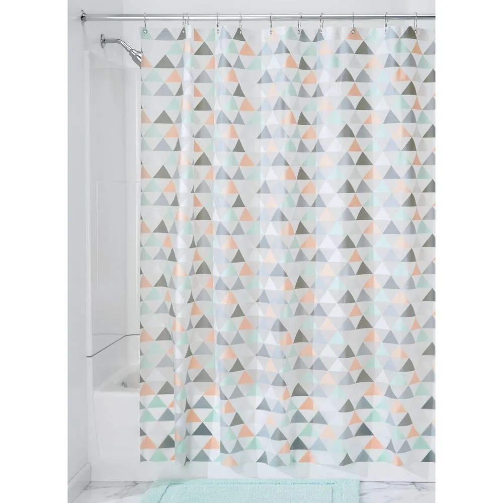 mDesign Duschvorhang Dreiecksmuster koralle mint 183x183 cm