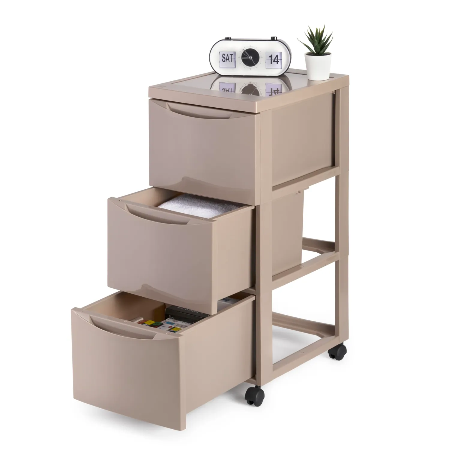 Iris Ohyama SCR-303 Kommode 3 Schubladen taupe