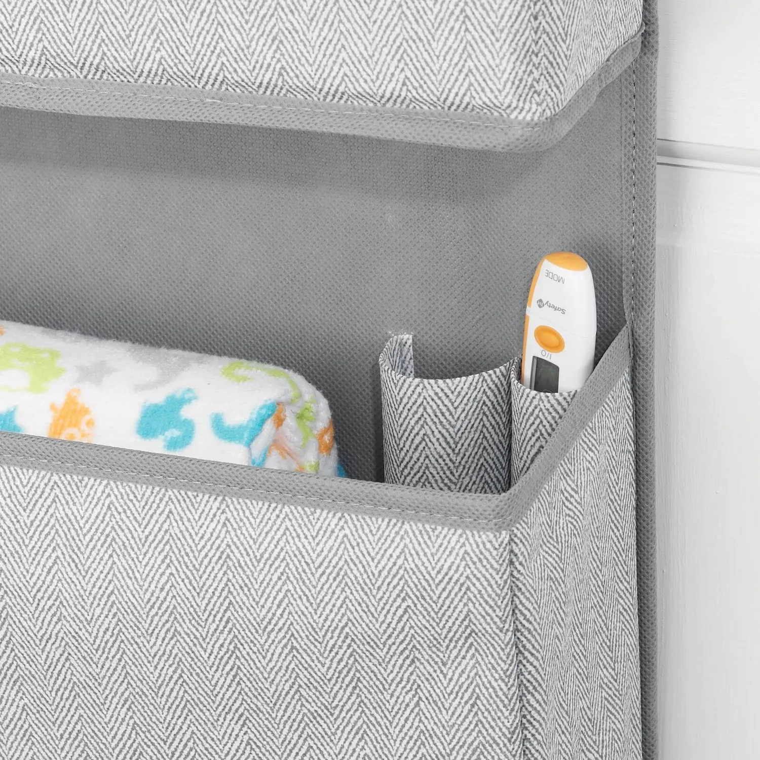 mDesign Hängeorganizer 3 Fächer Tür Stoff grau weiß