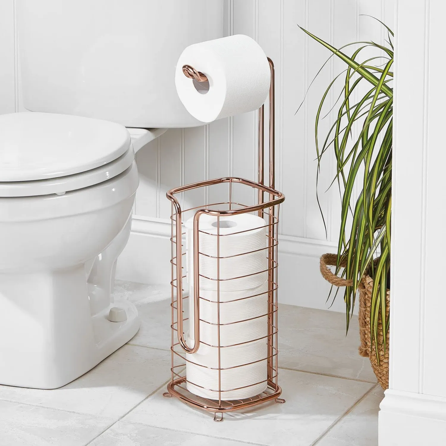 mDesign Omni Toilettenpapierhalter freistehend Stahl für 4 Rollen