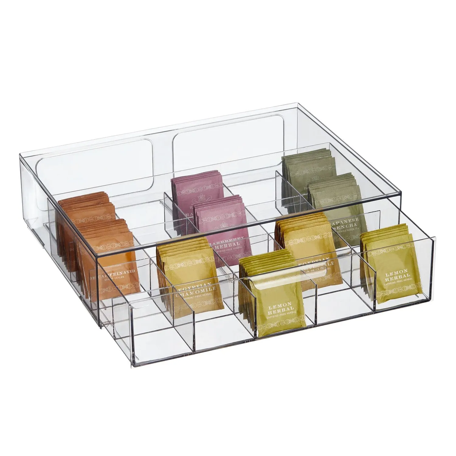 mDesign 23049MDKEU Teekiste Aufbewahrungsbox durchsichtig 2er-Set 20 Fächer