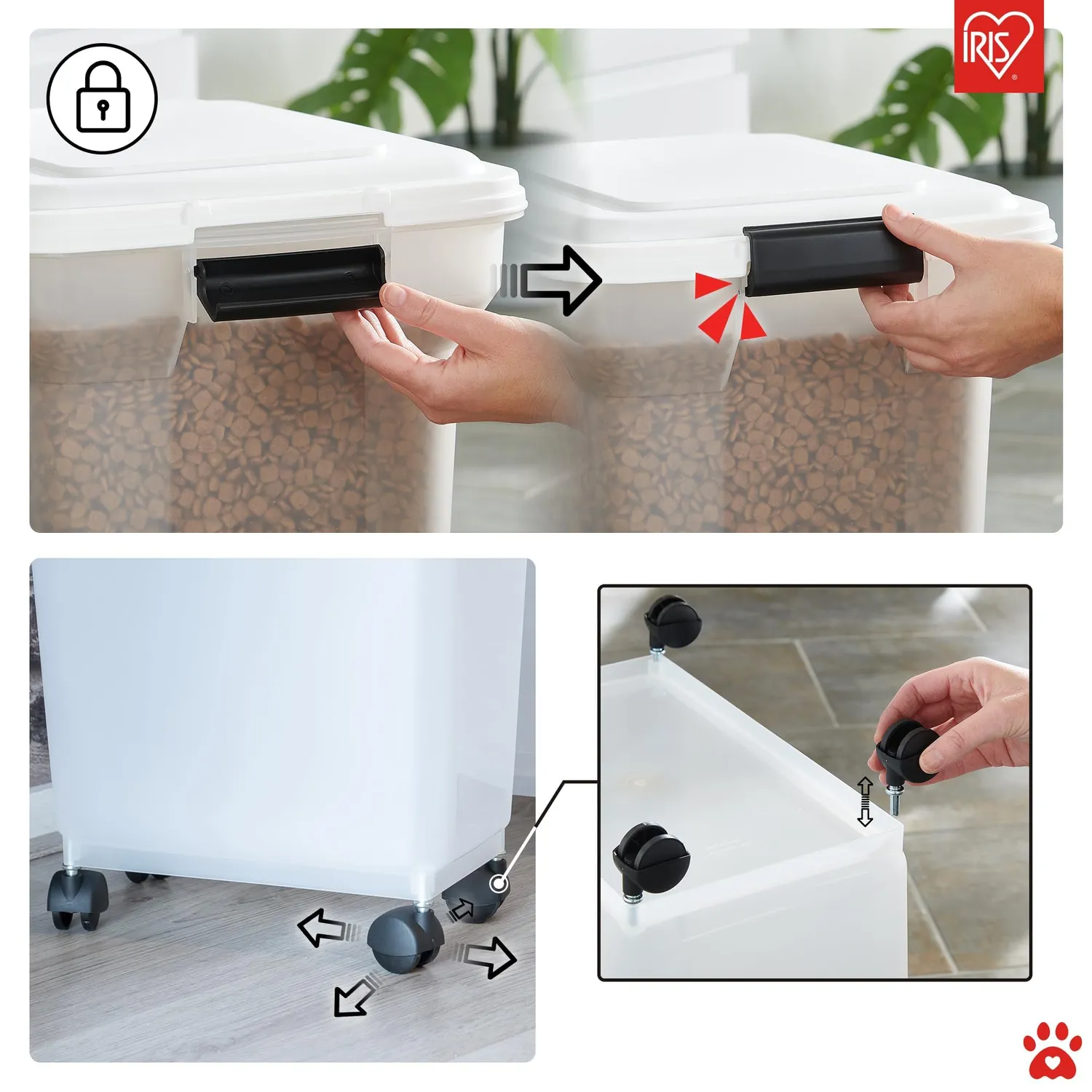 Iris Ohyama ATS-C Futterbox Weiß 45L+20L luftdicht mit Rollen