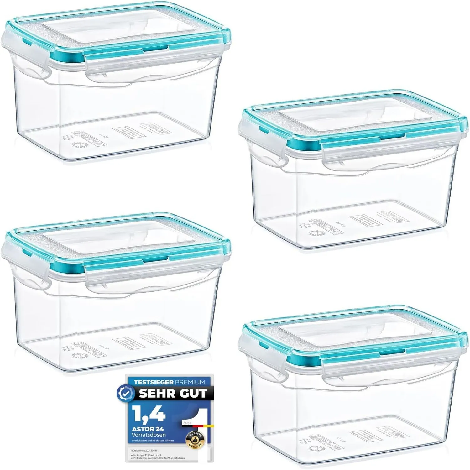astor24 Premium Frischhaltedosen 1,2 L 4er Set luftdicht