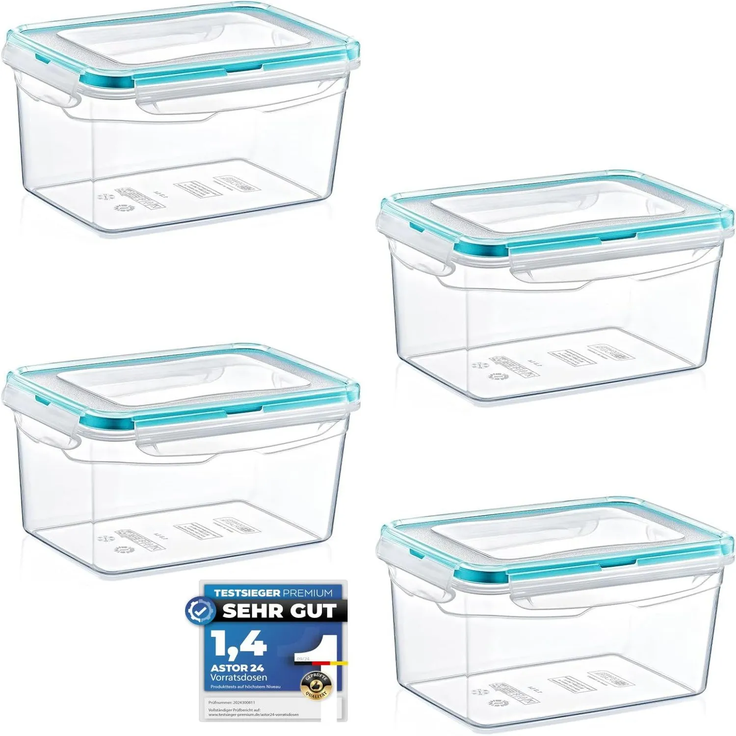 astor24 Premium Frischhaltedosen 0,9 L 4er Set luftdicht