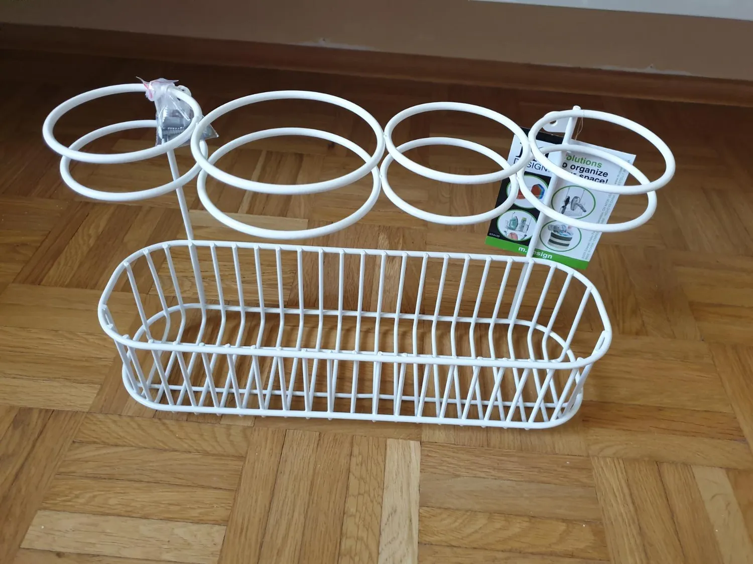 mDesign Fönhalter Wandmontage dunkelgrau 4 Fächer