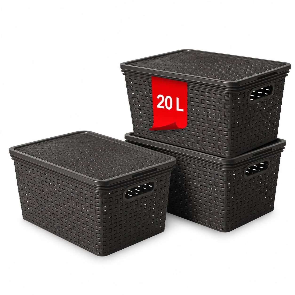 astor24 Premium Aufbewahrungsbox 3er Set 3 Liter Anthrazit