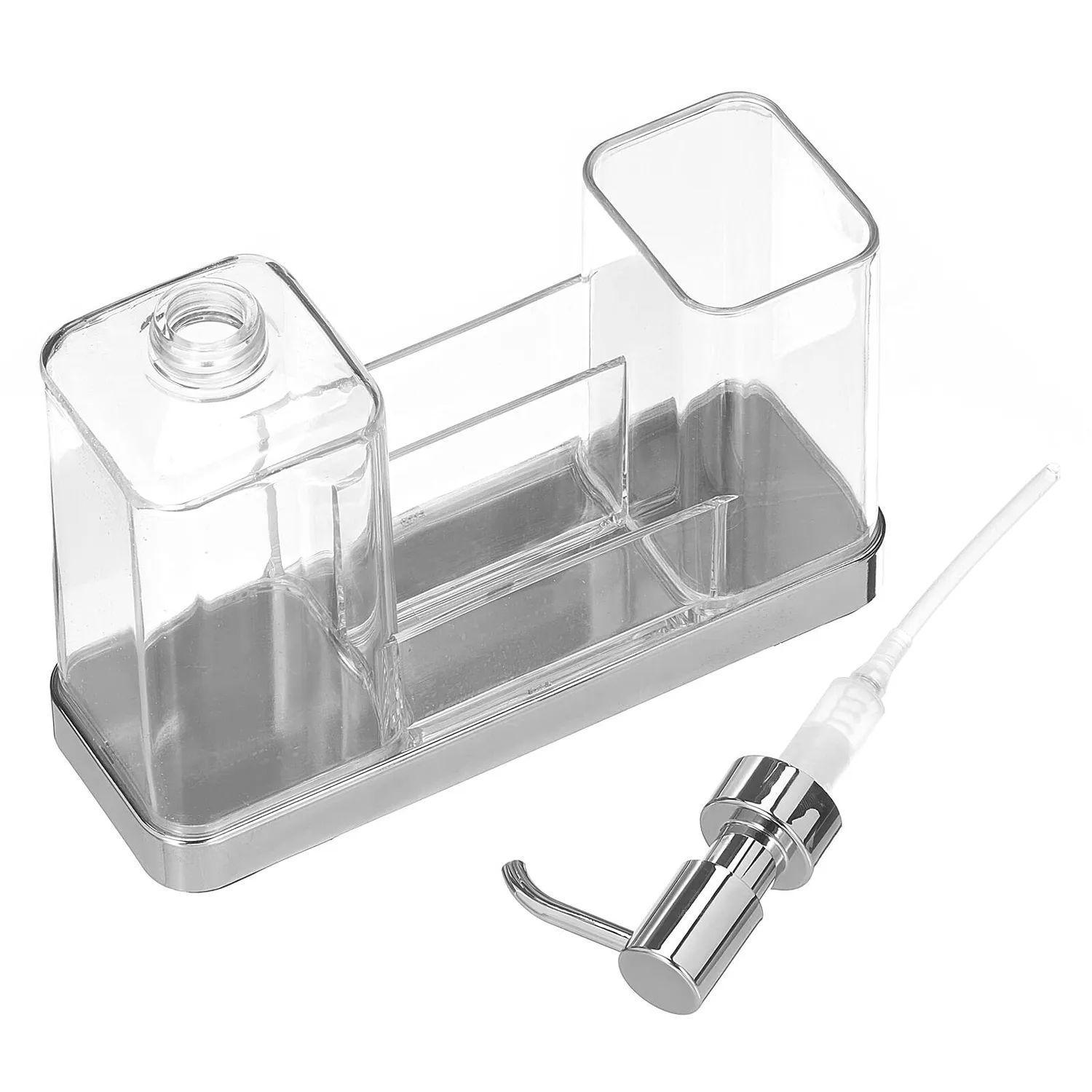 mDesign Omni Seifenspender Organizer chrom 473ml