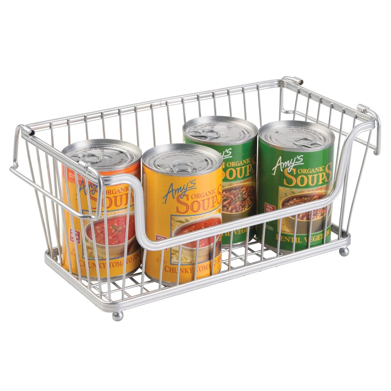 mDesign 06100MDKEU Drahtkorb 6er-Set silber stapelbar