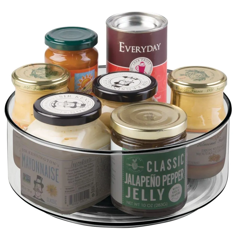 mDesign Lazy Susan Drehteller rauchfarben 4er-Set hoch