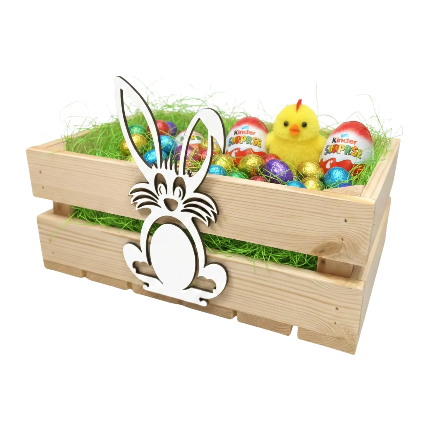GoodFreshDecor Holzkiste Ostern 30x20x12 cm Naturfarbe Hase
