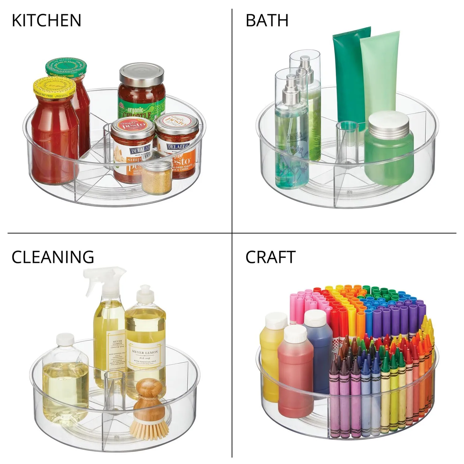 mDesign Gewürzregal Drehteller rund transparent geteilt