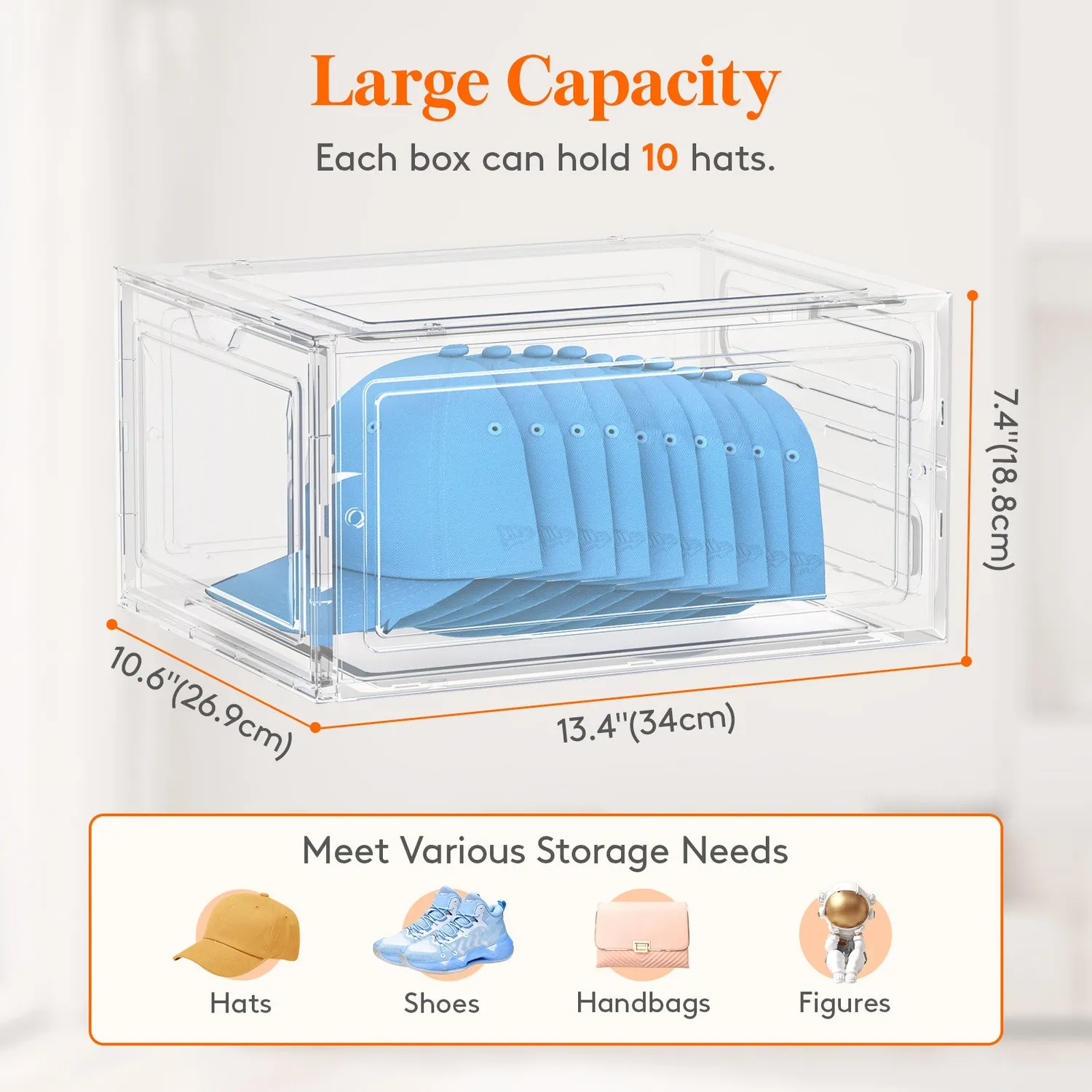 Lifewit Cap Box Kappenbox 6er transparent stapelbar