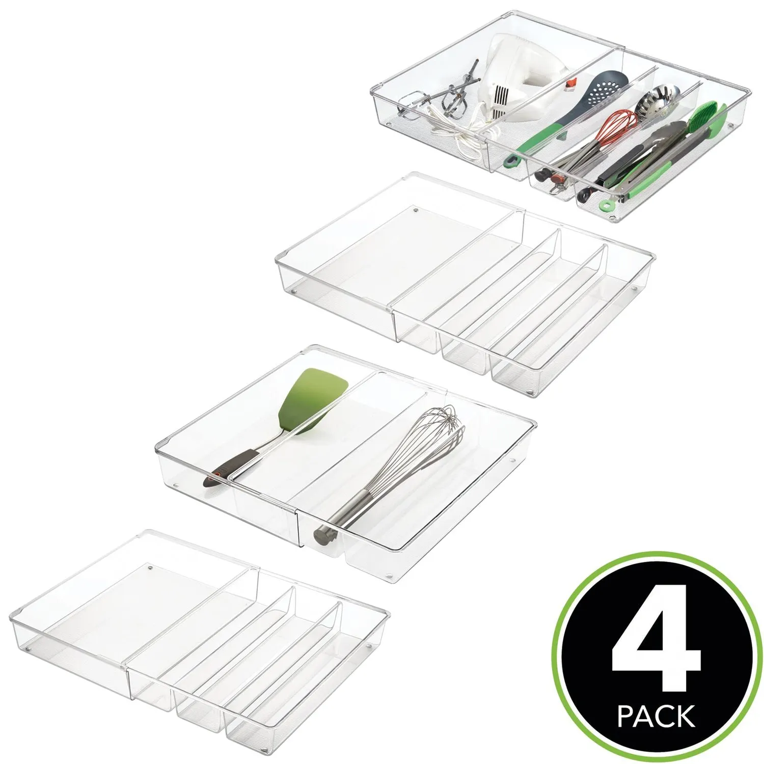 M Design Besteckeinsatz verstellbar Schubladenbox 4er-Set durchsichtig
