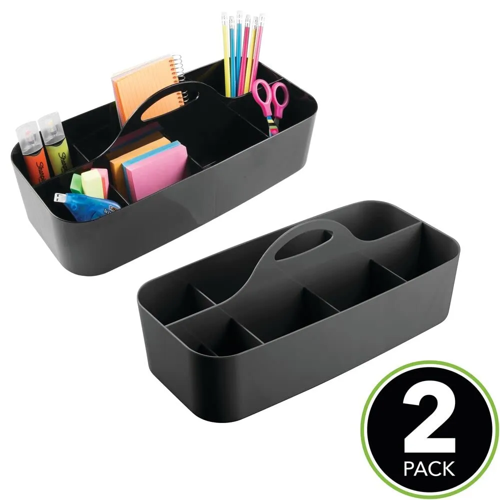 mDesign Büro-Organizer Kunststoff Griff 2er-Set Schwarz