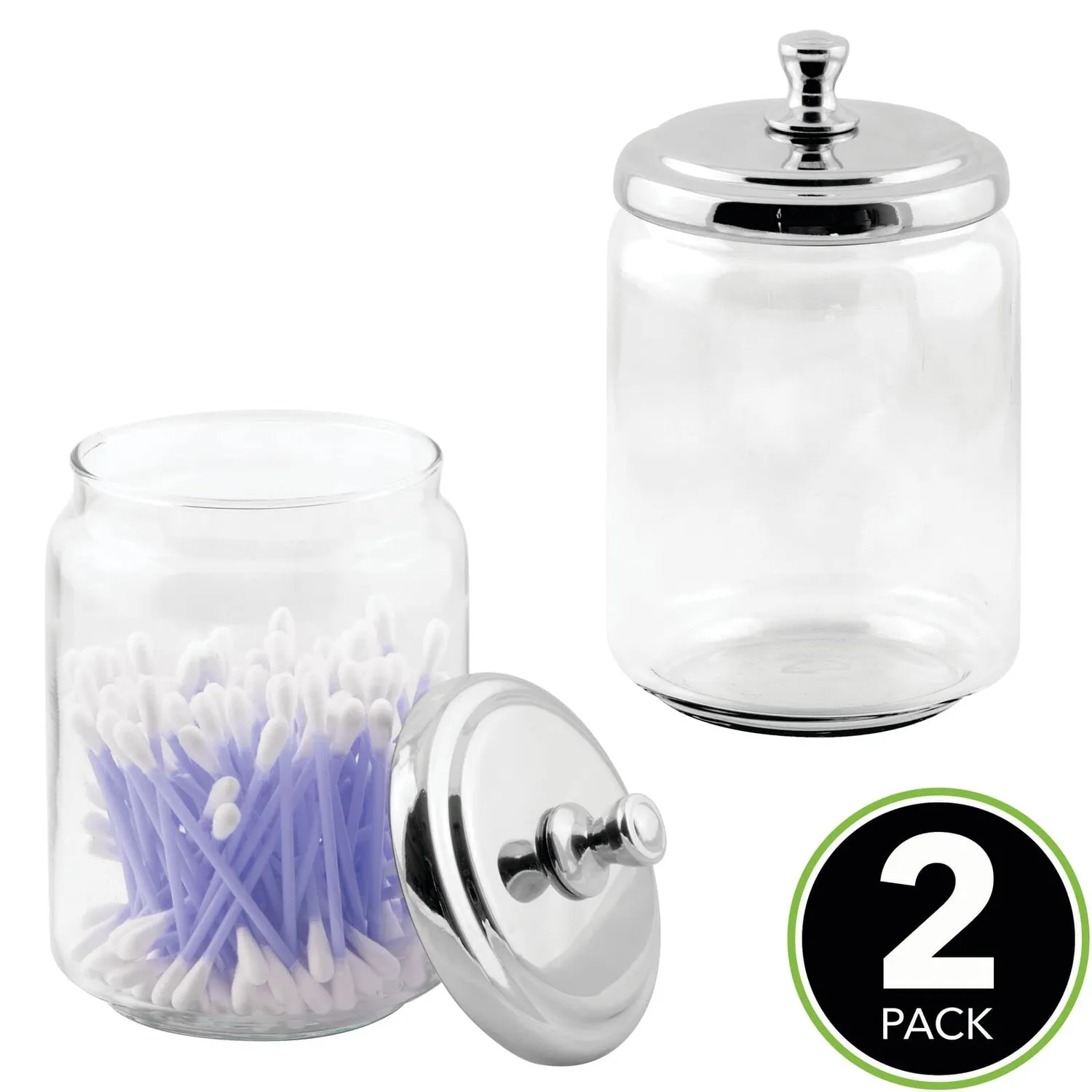 mDesign Apothekerdose Glas 2er-Set klar mit Chromdeckel