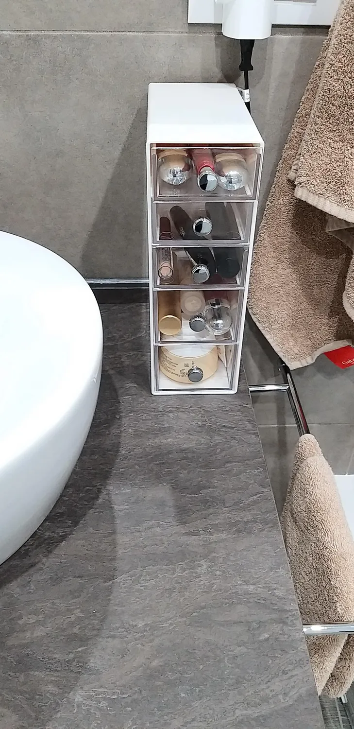 mDesign Make-up Organizer 5 Schubladen cremefarben transparent