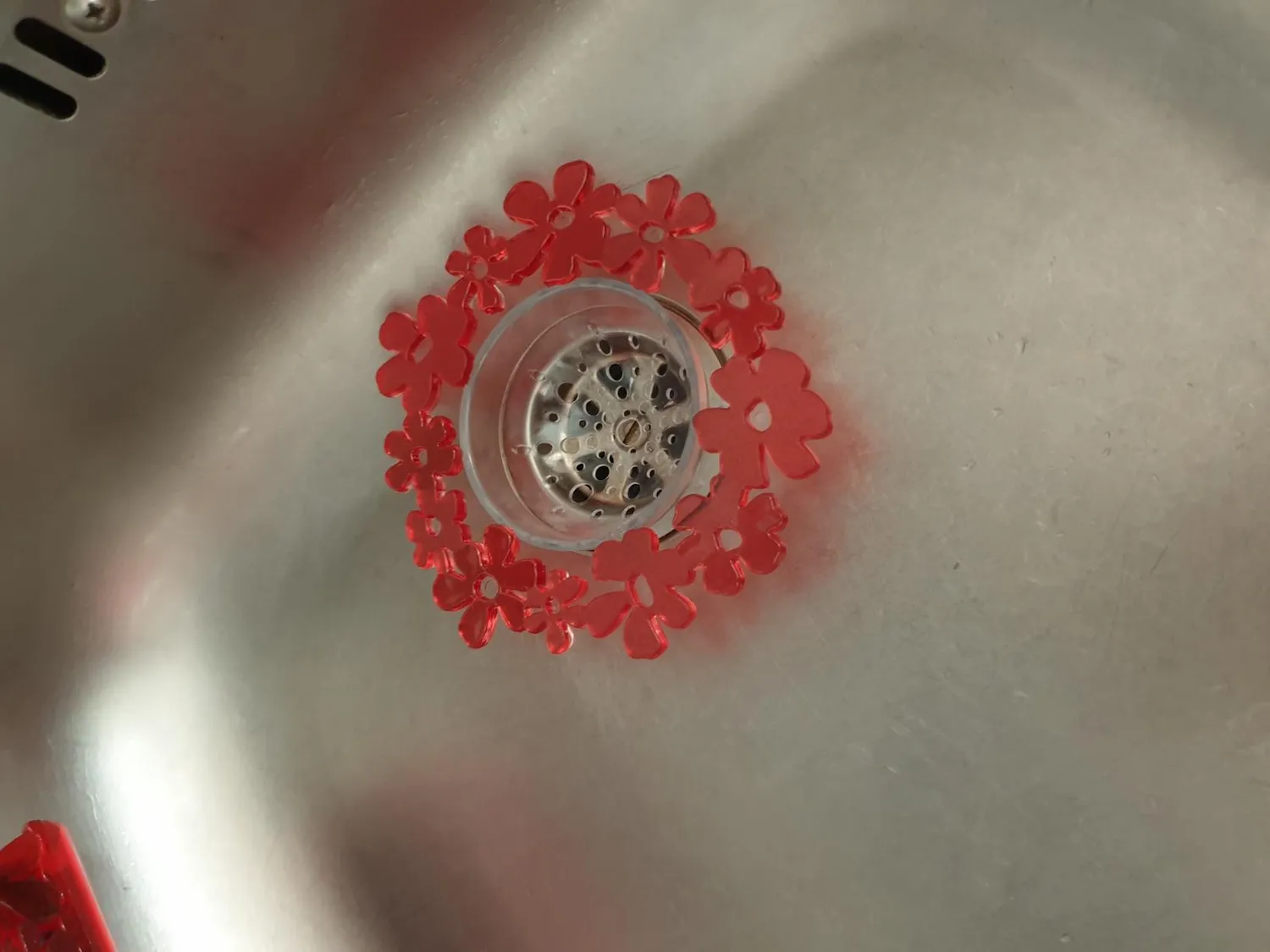 mDesign Spülbecken Set Rot 3er Floral für Doppelspüle