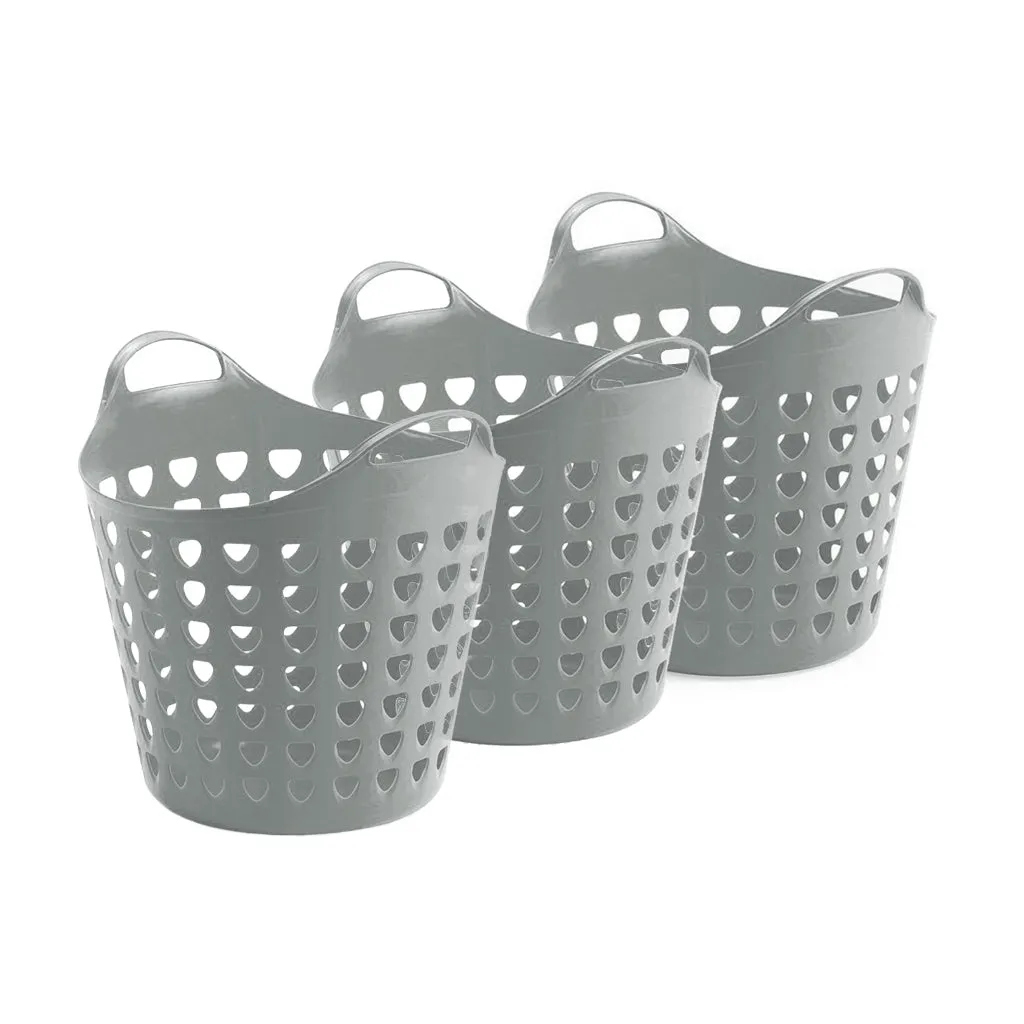 Kreher Flexi Korb 35 Liter gelocht Blau 3er Set