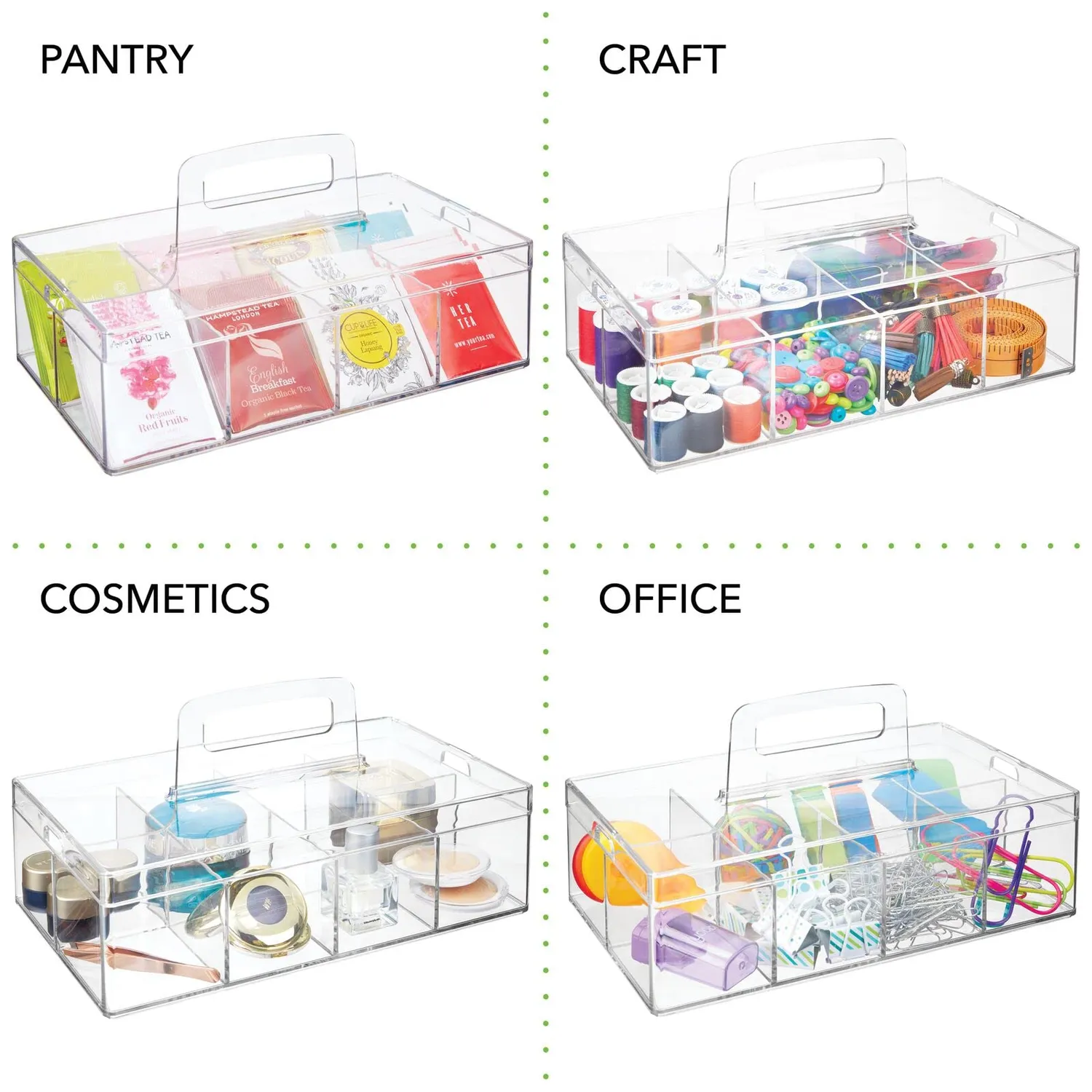 mDesign Küchen Organizer 8 Fächer transparent mit Griff