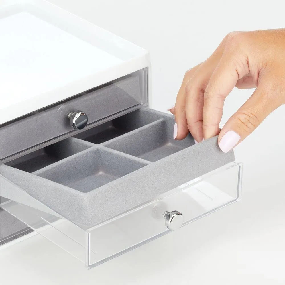 mDesign Schmuckbox Weiß-Grau 3 Schubladen Klein