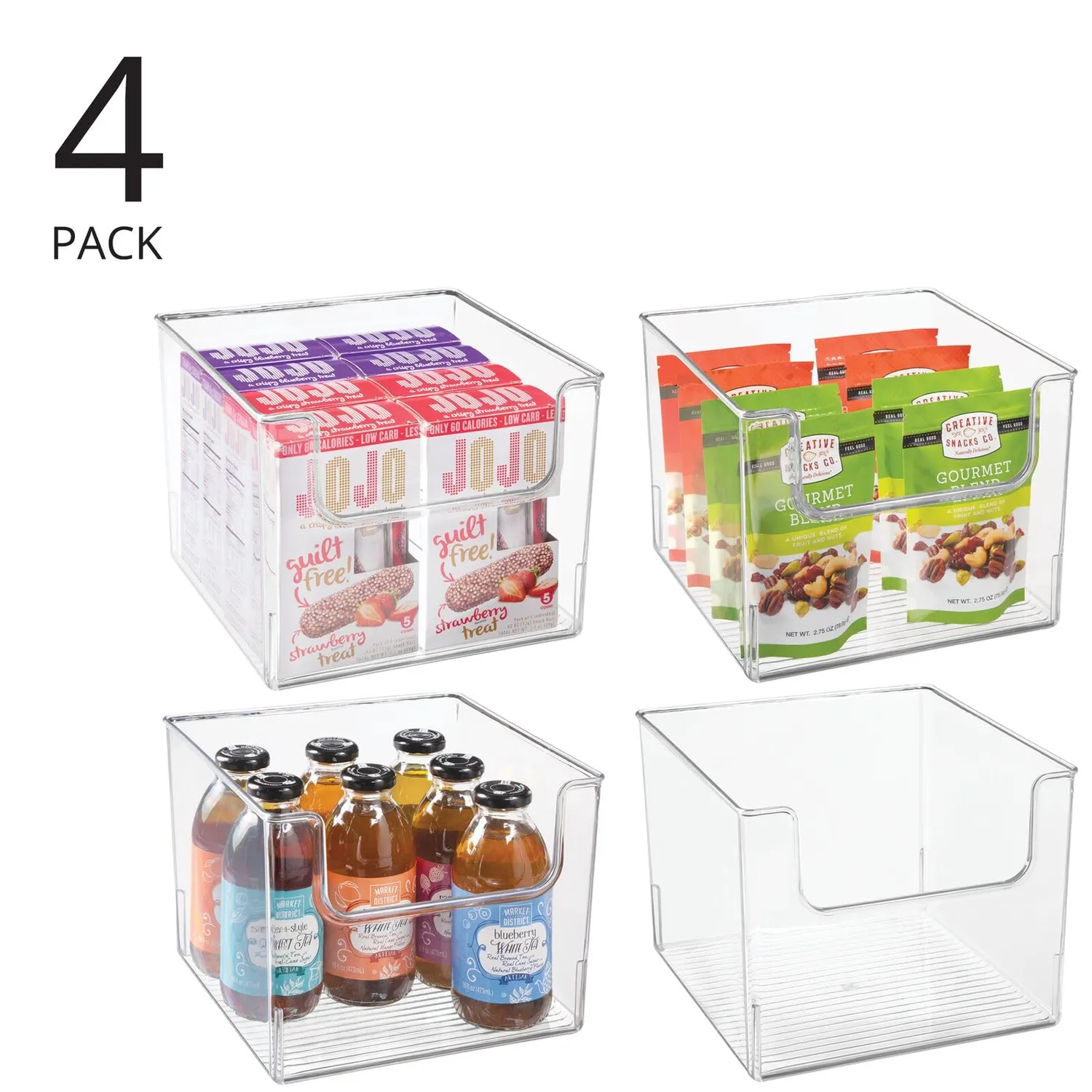 M Design Kühlschrankbox Kunststoff Transparent 4er-Set stapelbar