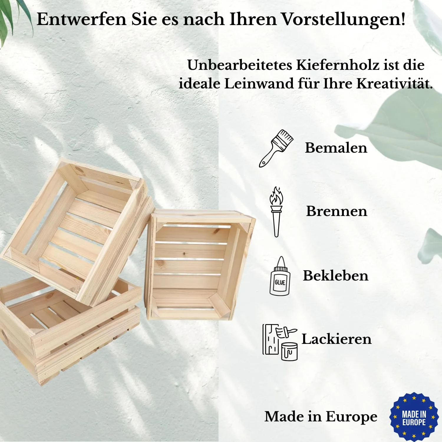 GoodFreshDecor Holzkiste 30x25x12 cm 3er Set Kiefernholz unbehandelt