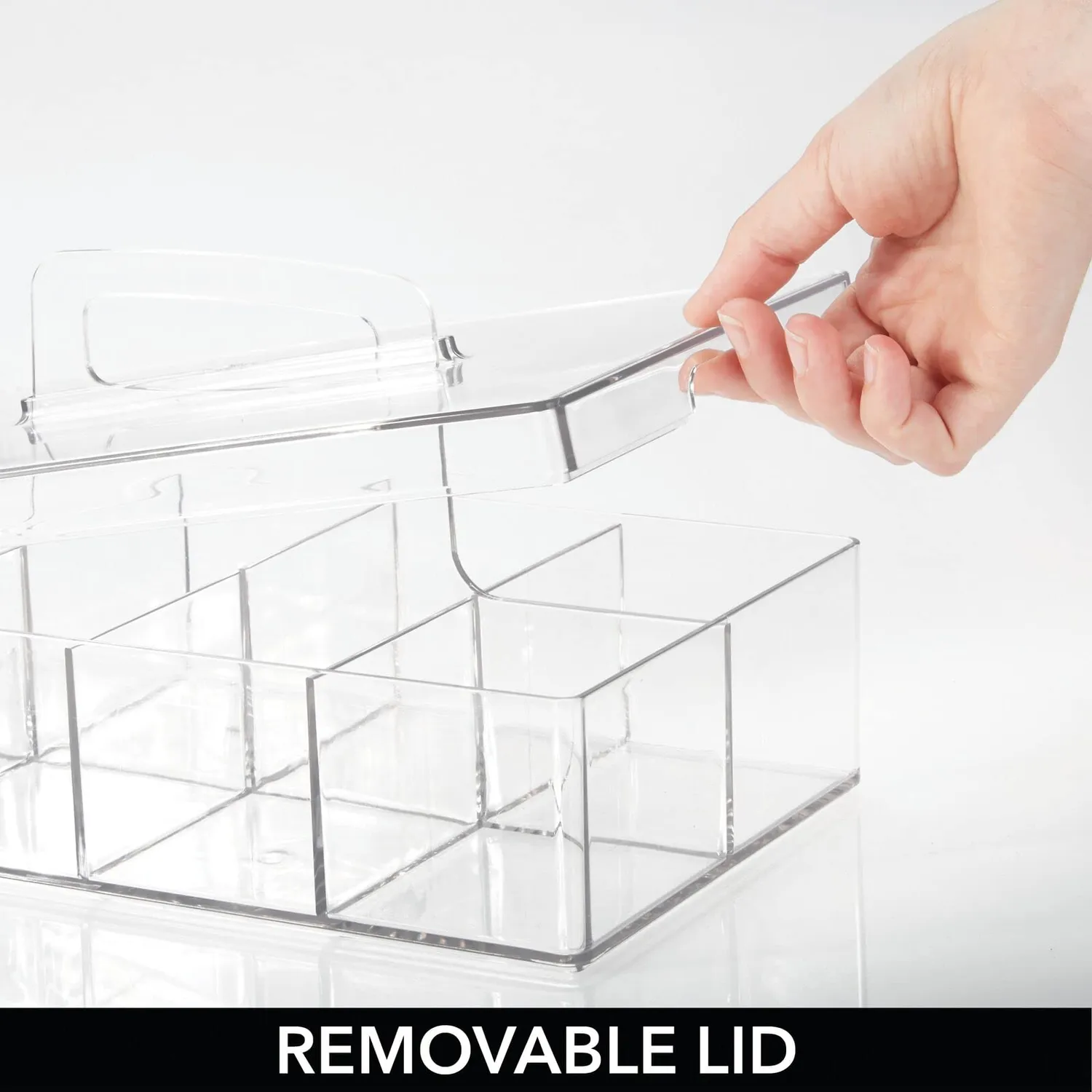 mDesign Küchen Organizer 8 Fächer transparent mit Griff